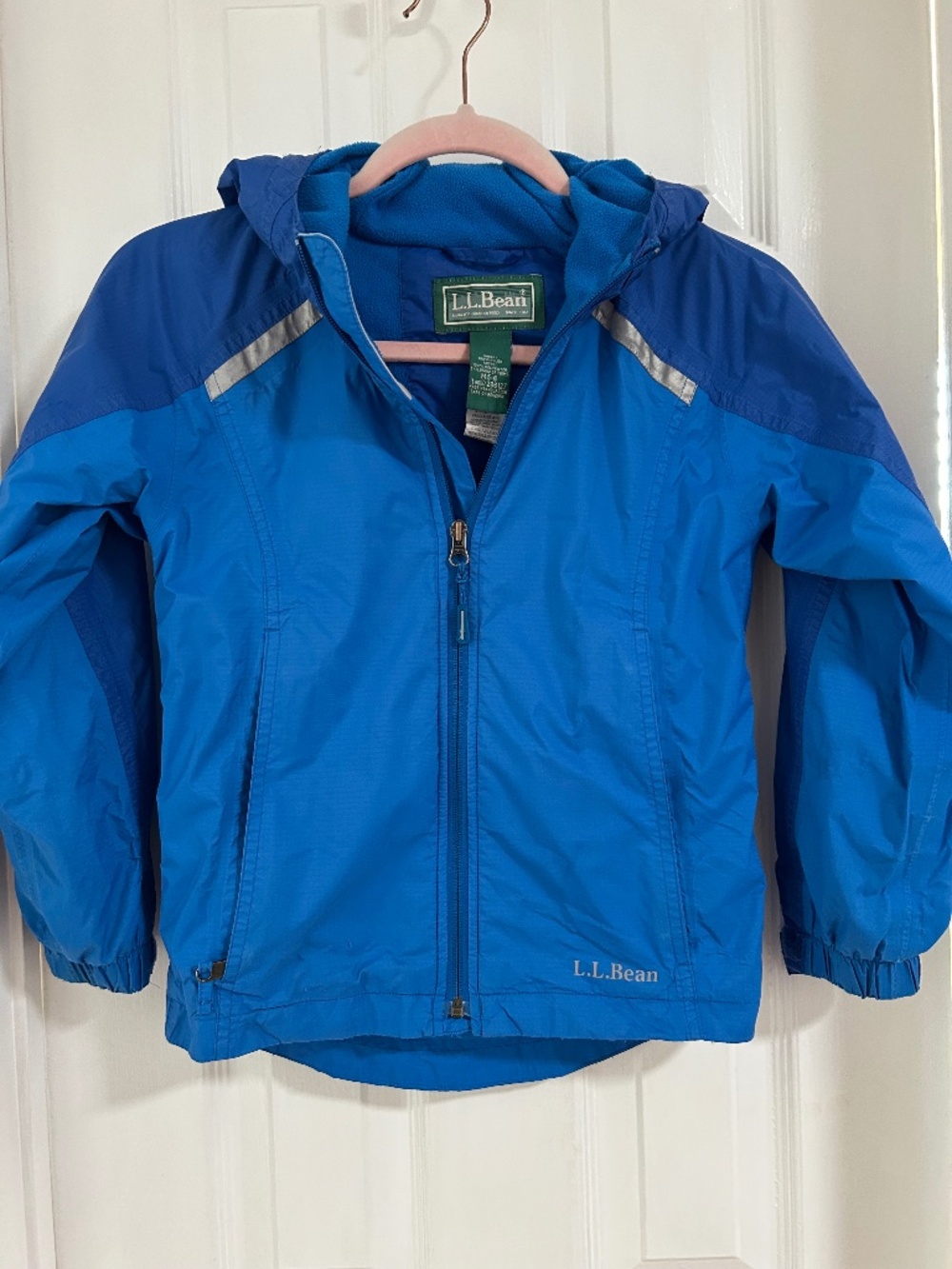 L.L. Bean Youth Wind & Rain Jacket Light/Dark Blue Packable Windbreaker Size Med